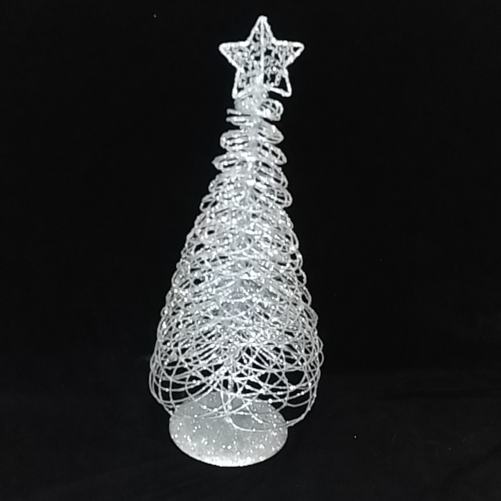 17" Swirl Small Silver Metal Star Christmas Tree Table top